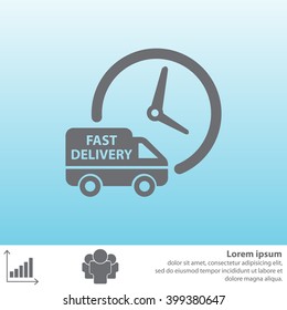 Fast delivery icon silhouette shipping truck isolated on white background vector illustration