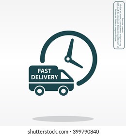 Fast delivery icon silhouette shipping truck isolated on white background vector illustration