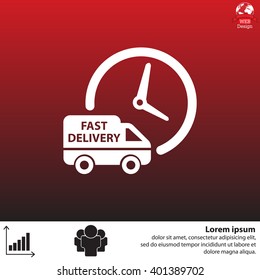 Fast delivery icon silhouette shipping truck isolated on white background vector illustration