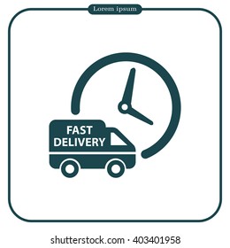 Fast delivery icon silhouette shipping truck isolated on white background vector illustration