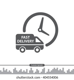 Fast delivery icon silhouette shipping truck isolated on white background vector illustration