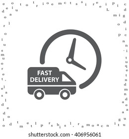 Fast delivery icon silhouette shipping truck isolated on white background vector illustration