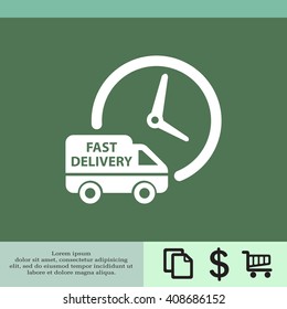 Fast delivery icon silhouette shipping truck isolated on white background vector illustration