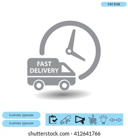 Fast delivery icon silhouette shipping truck isolated on white background vector illustration