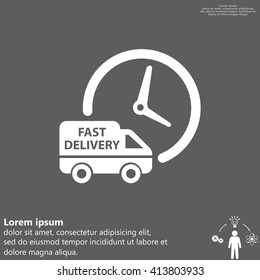 Fast delivery icon silhouette shipping truck isolated on white background vector illustration