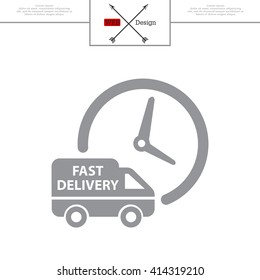 Fast delivery icon silhouette shipping truck isolated on white background vector illustration