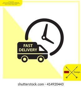 Fast delivery icon silhouette shipping truck isolated on white background vector illustration