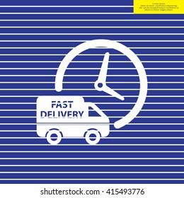 Fast delivery icon silhouette shipping truck isolated on white background vector illustration
