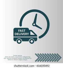 Fast delivery icon silhouette shipping truck isolated on white background vector illustration