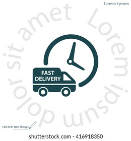 Fast delivery icon silhouette shipping truck isolated on white background vector illustration