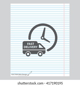Fast delivery icon silhouette shipping truck isolated on white background vector illustration