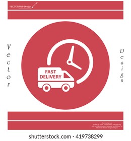 Fast delivery icon silhouette shipping truck isolated on white background vector illustration