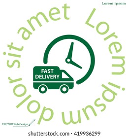 Fast delivery icon silhouette shipping truck isolated on white background vector illustration