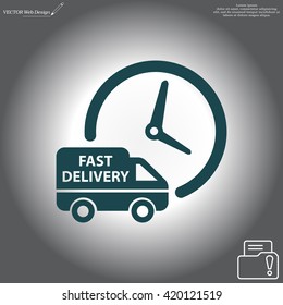 Fast delivery icon silhouette shipping truck isolated on white background vector illustration