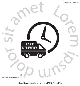 Fast delivery icon silhouette shipping truck isolated on white background vector illustration