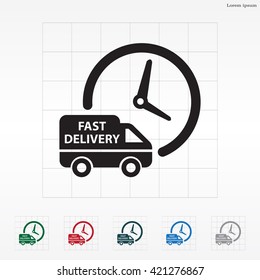 Fast delivery icon silhouette shipping truck isolated on white background vector illustration