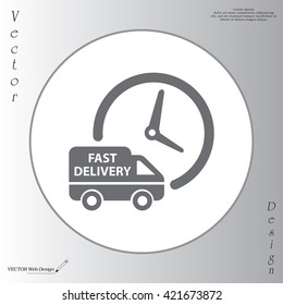 Fast delivery icon silhouette shipping truck isolated on white background vector illustration