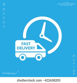 Fast delivery icon silhouette shipping truck isolated on white background vector illustration
