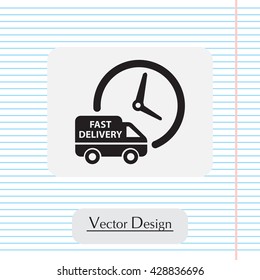 Fast delivery icon silhouette shipping truck isolated on white background vector illustration
