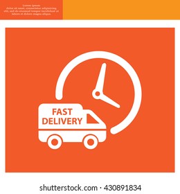 Fast delivery icon silhouette shipping truck isolated on white background vector illustration