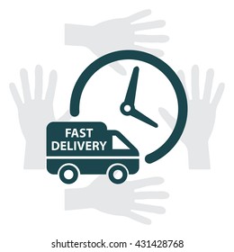 Fast delivery icon silhouette shipping truck isolated on white background vector illustration