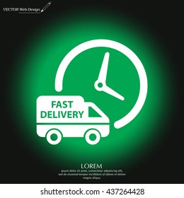 Fast delivery icon silhouette shipping truck isolated on white background vector illustration