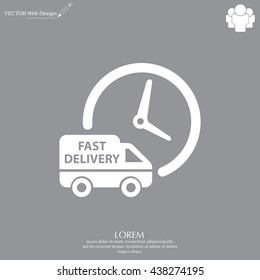 Fast delivery icon silhouette shipping truck isolated on white background vector illustration