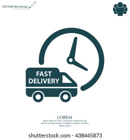 Fast delivery icon silhouette shipping truck isolated on white background vector illustration
