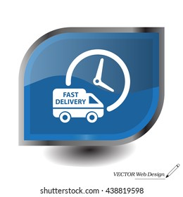 Fast delivery icon silhouette shipping truck isolated on white background vector illustration