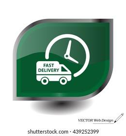 Fast delivery icon silhouette shipping truck isolated on white background vector illustration