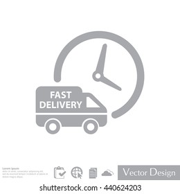 Fast delivery icon silhouette shipping truck isolated on white background vector illustration