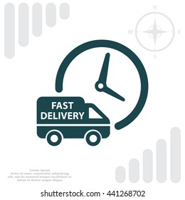 Fast delivery icon silhouette shipping truck isolated on white background vector illustration