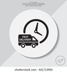 Fast delivery icon silhouette shipping truck isolated on white background vector illustration