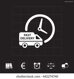 Fast delivery icon silhouette shipping truck isolated on white background vector illustration