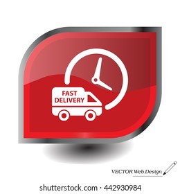 Fast delivery icon silhouette shipping truck isolated on white background vector illustration