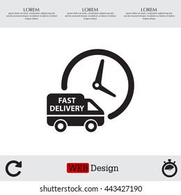 Fast delivery icon silhouette shipping truck isolated on white background vector illustration