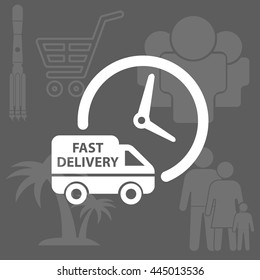 Fast delivery icon silhouette shipping truck isolated on white background vector illustration