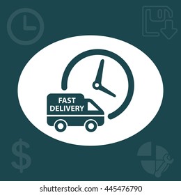 Fast delivery icon silhouette shipping truck isolated on white background vector illustration