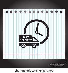 Fast delivery icon (silhouette). shipping truck 
