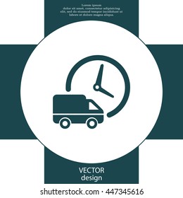 Fast delivery icon (silhouette). shipping truck isolated. vector illustration