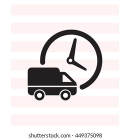 Fast delivery icon (silhouette). shipping truck isolated. vector illustration