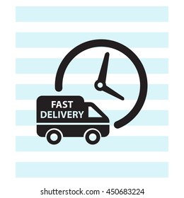 Fast delivery icon (silhouette). shipping truck 