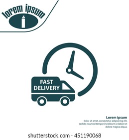 Fast delivery icon (silhouette). shipping truck 