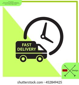 Fast delivery icon (silhouette). shipping truck 