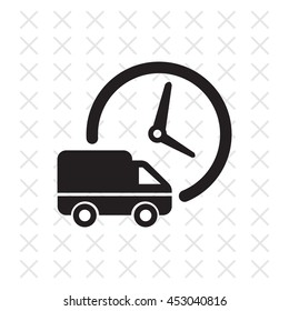 Fast delivery icon (silhouette). shipping truck isolated. vector illustration