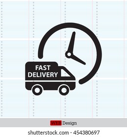 Fast delivery icon (silhouette). shipping truck 