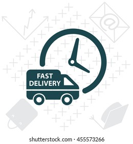 Fast delivery icon (silhouette). shipping truck 