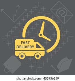 Fast delivery icon (silhouette). shipping truck 