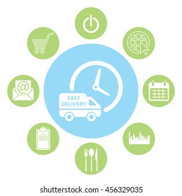 Fast delivery icon (silhouette). shipping truck 