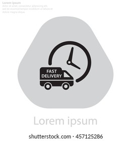 Fast delivery icon (silhouette). shipping truck 